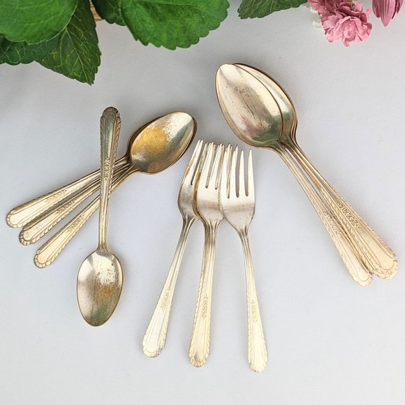 Antique Silver Plated Forks & Spoons Silverware | 1930s Holmes Tuttle Wentworth - Picture 1 of 10